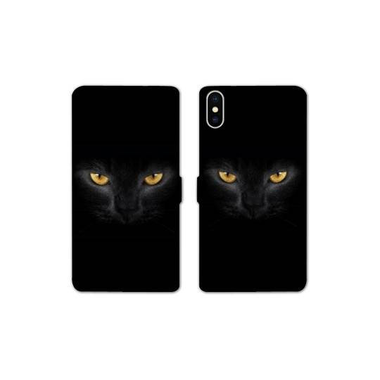 Housse cuir portefeuille Samsung Galaxy A10 Chat Noir