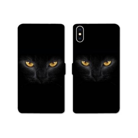 Housse cuir portefeuille Samsung Galaxy A10 Chat Noir