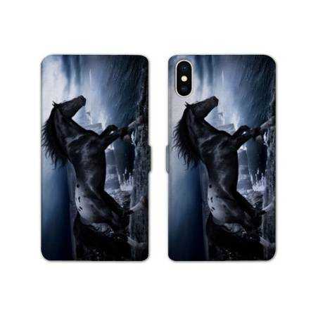 Housse cuir portefeuille Samsung Galaxy A10 Cheval
