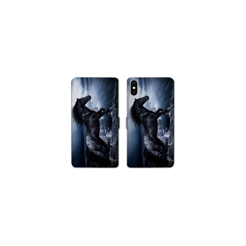 Housse cuir portefeuille Samsung Galaxy A10 Cheval