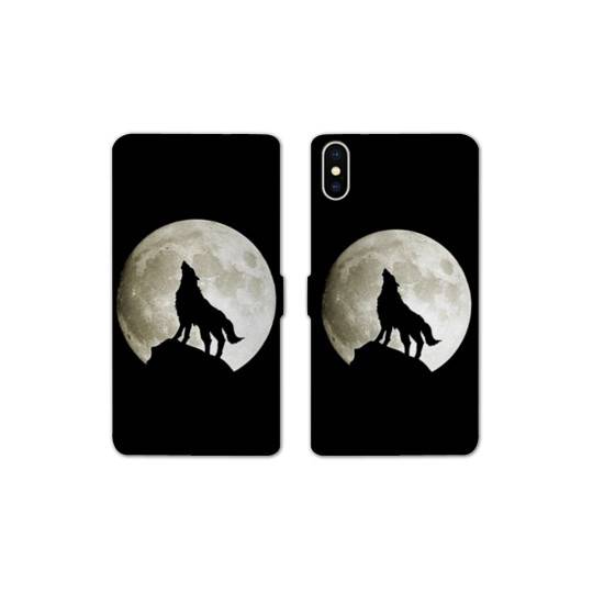 Housse cuir portefeuille Samsung Galaxy A10 Loup Noir