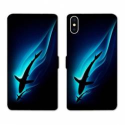 Housse cuir portefeuille Samsung Galaxy A10 Requin Noir