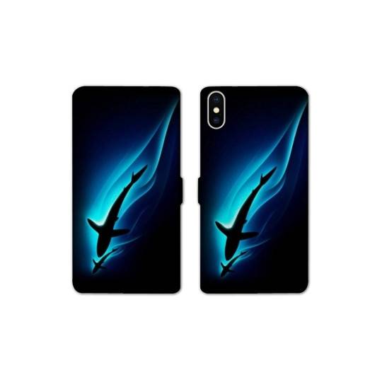 Housse cuir portefeuille Samsung Galaxy A10 Requin Noir