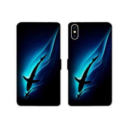 Housse cuir portefeuille Samsung Galaxy A10 Requin Noir