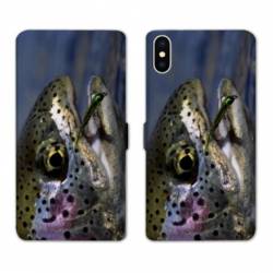 Housse cuir portefeuille Samsung Galaxy A10 peche truite