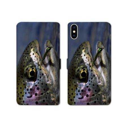 Housse cuir portefeuille Samsung Galaxy A10 peche truite