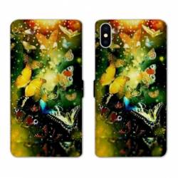 Housse cuir portefeuille Samsung Galaxy A10 papillons papillon jaune