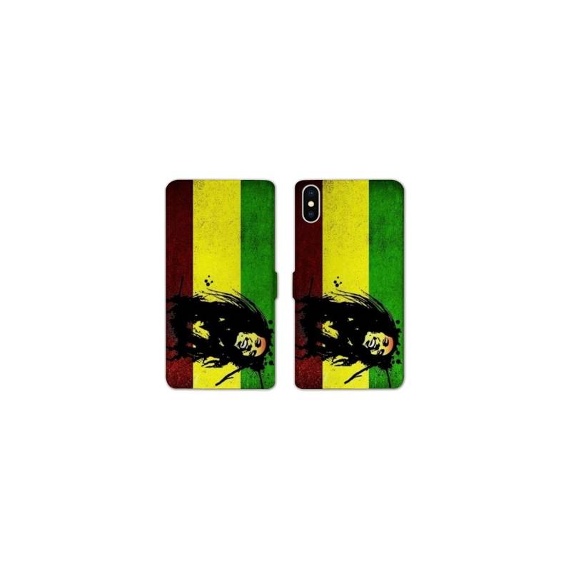 Housse cuir portefeuille Samsung Galaxy A10 Bob Marley Drapeau