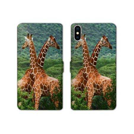 Housse cuir portefeuille Samsung Galaxy A10 savane Girafe Duo