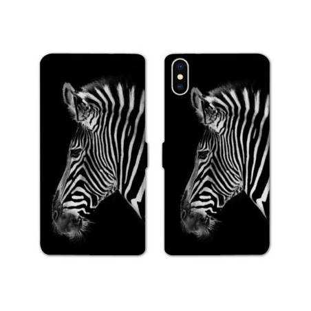 Housse cuir portefeuille Samsung Galaxy A10 savane Zebra