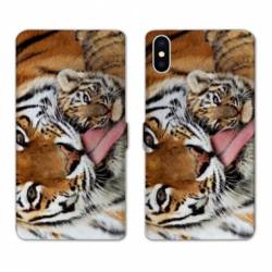 Housse cuir portefeuille Samsung Galaxy A10 bebe tigre