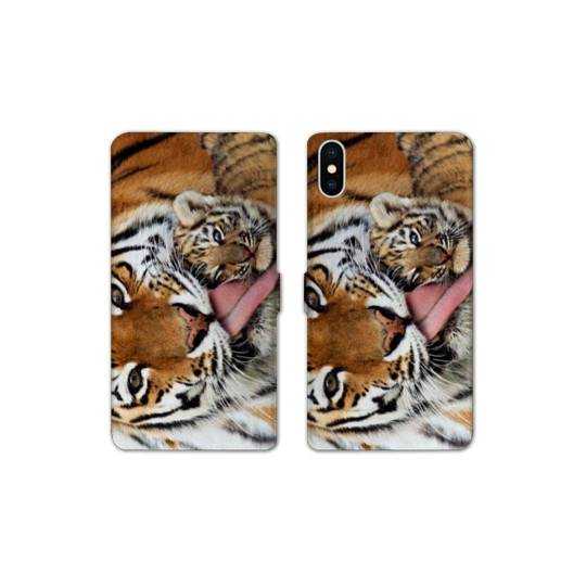 Housse cuir portefeuille Samsung Galaxy A10 bebe tigre