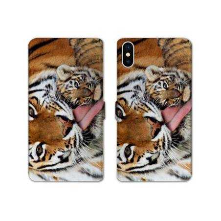 Housse cuir portefeuille Samsung Galaxy A10 bebe tigre