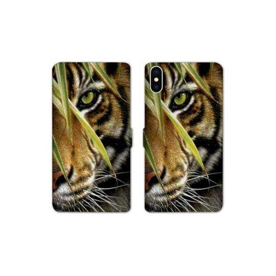 Housse cuir portefeuille Samsung Galaxy A10 œil tigre