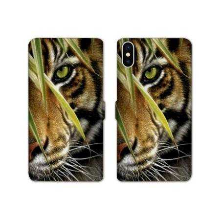 Housse cuir portefeuille Samsung Galaxy A10 œil tigre