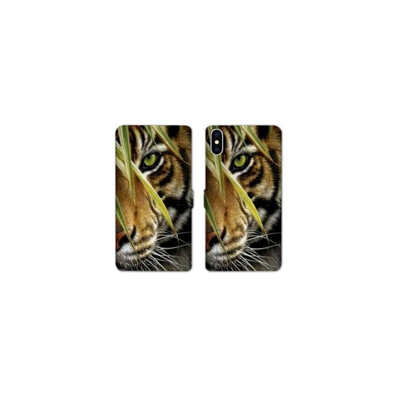 Housse cuir portefeuille Samsung Galaxy A10 œil tigre
