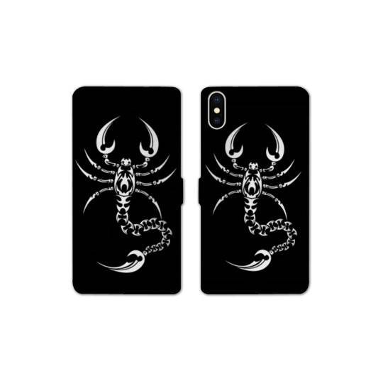 Housse cuir portefeuille Samsung Galaxy A10 scorpion