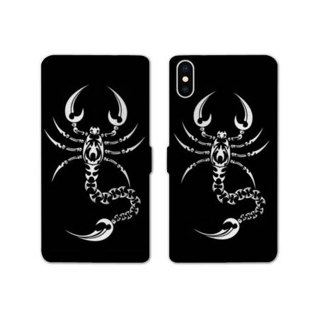 Housse cuir portefeuille Samsung Galaxy A10 scorpion