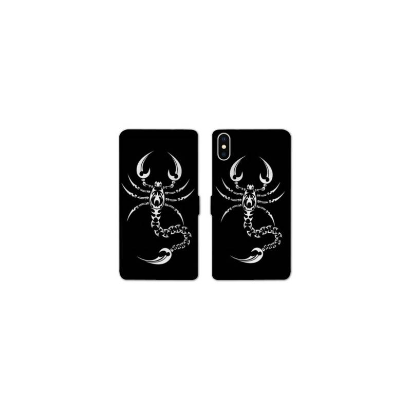 Housse cuir portefeuille Samsung Galaxy A10 scorpion