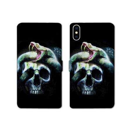 Housse cuir portefeuille Samsung Galaxy A10 serpent crane