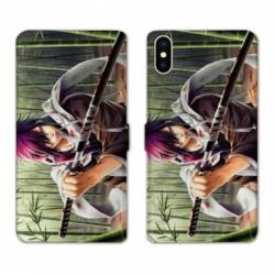 Housse cuir portefeuille Samsung Galaxy A10 Manga bambou