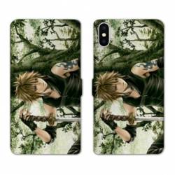 Housse cuir portefeuille Samsung Galaxy A10 Manga bois