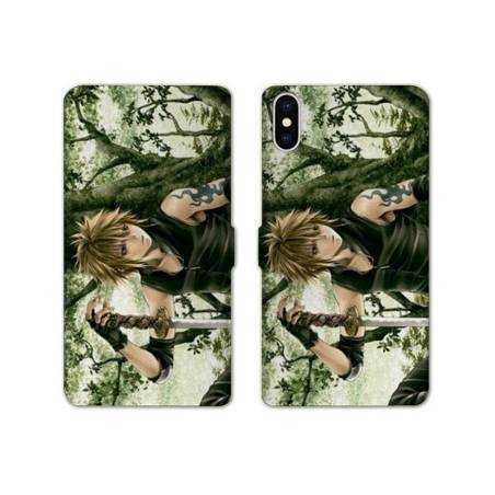 Housse cuir portefeuille Samsung Galaxy A10 Manga bois