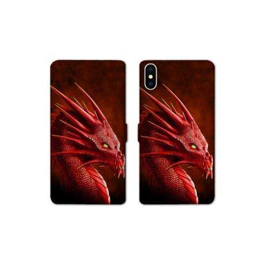 Housse cuir portefeuille Samsung Galaxy A10 Dragon Rouge