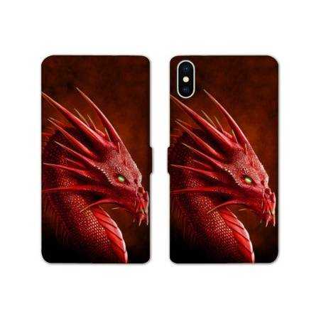 Housse cuir portefeuille Samsung Galaxy A10 Dragon Rouge