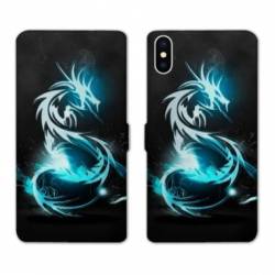 Housse cuir portefeuille Samsung Galaxy A10 Dragon Bleu