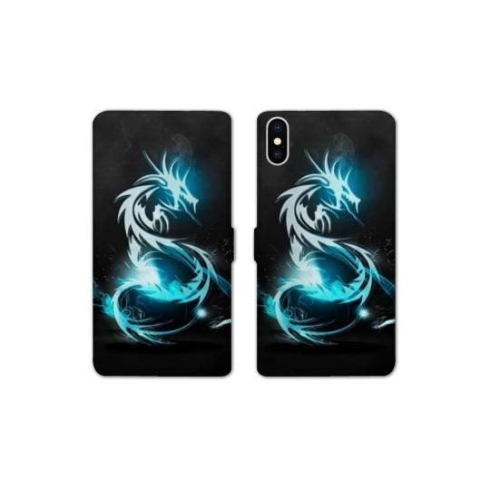 Housse cuir portefeuille Samsung Galaxy A10 Dragon Bleu