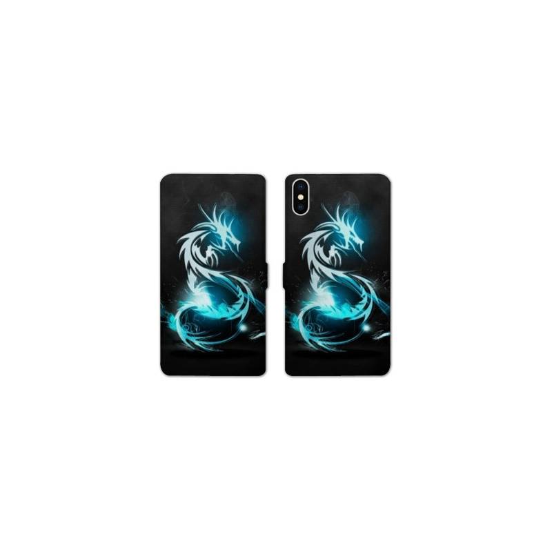 Housse cuir portefeuille Samsung Galaxy A10 Dragon Bleu