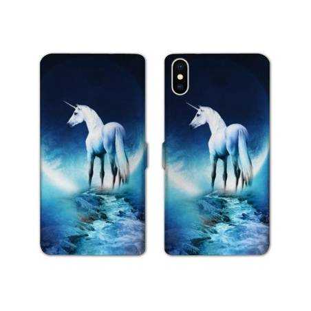 Housse cuir portefeuille Samsung Galaxy A10 Licorne Lune