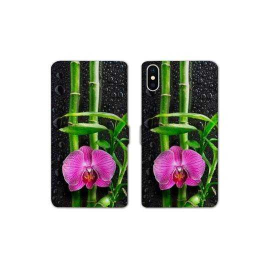 Housse cuir portefeuille Samsung Galaxy A10 orchidee bambou