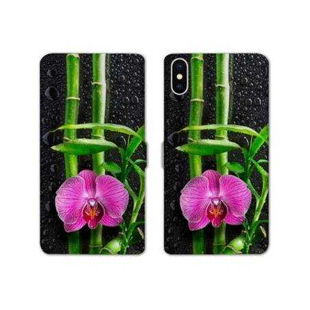 Housse cuir portefeuille Samsung Galaxy A10 orchidee bambou