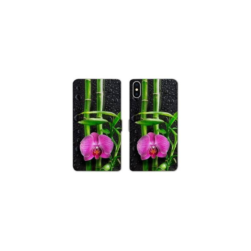 Housse cuir portefeuille Samsung Galaxy A10 orchidee bambou