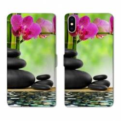 Housse cuir portefeuille Samsung Galaxy A10 orchidee eau