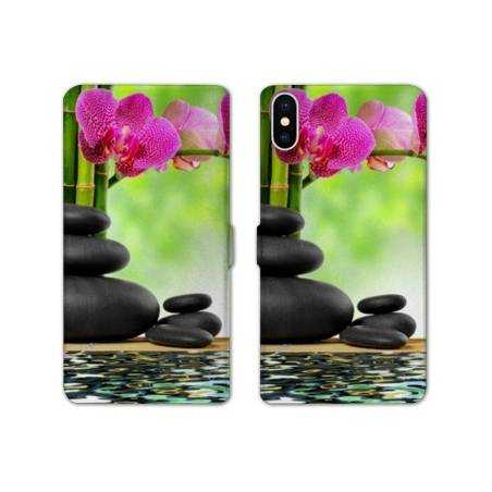 Housse cuir portefeuille Samsung Galaxy A10 orchidee eau