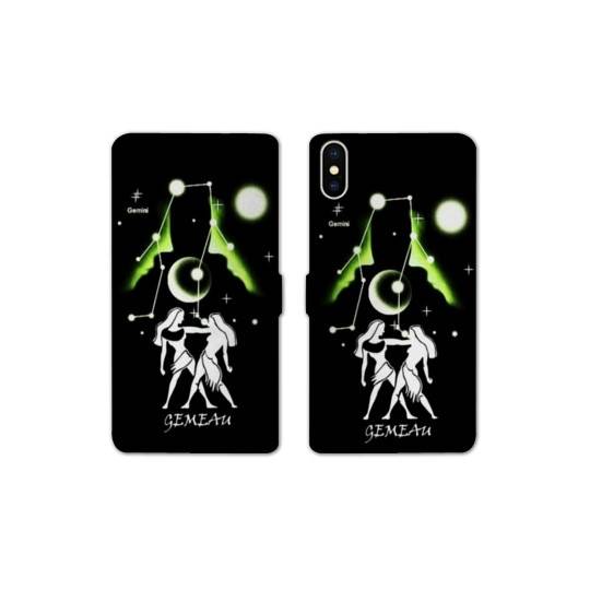 Housse cuir portefeuille Samsung Galaxy A10 signe zodiaque Gémeaux