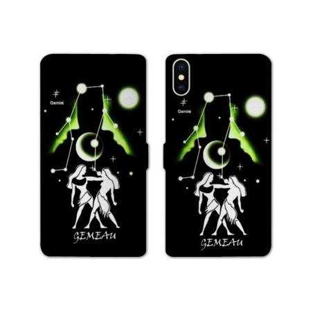 Housse cuir portefeuille Samsung Galaxy A10 signe zodiaque Gémeaux