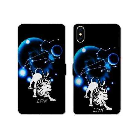 Housse cuir portefeuille Samsung Galaxy A10 signe zodiaque Lion