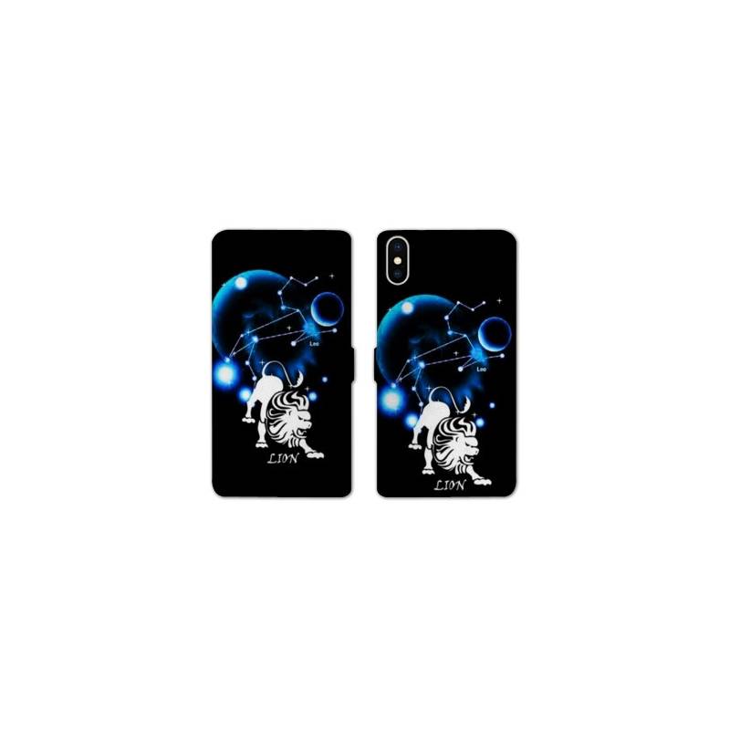 Housse cuir portefeuille Samsung Galaxy A10 signe zodiaque Lion