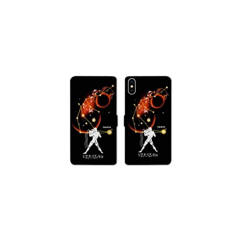 Housse cuir portefeuille Samsung Galaxy A10 signe zodiaque Verseau