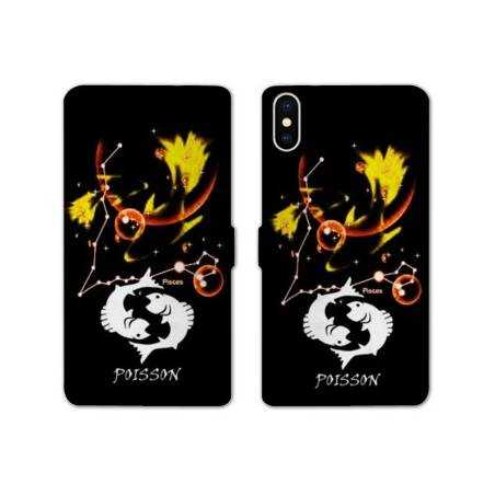 Housse cuir portefeuille Samsung Galaxy A10 signe zodiaque Poisson