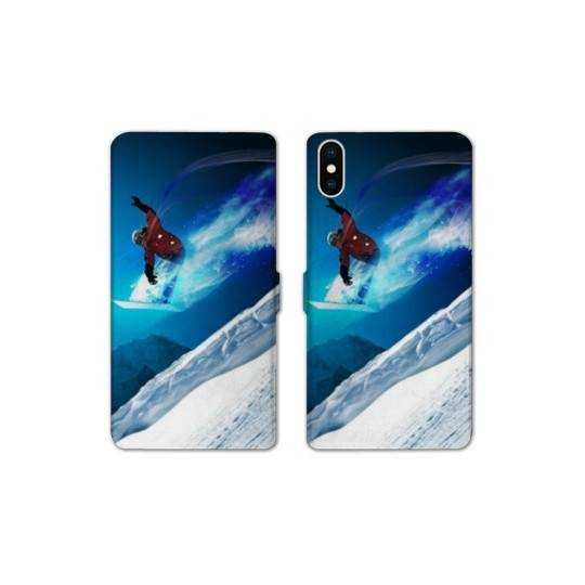 Housse cuir portefeuille Samsung Galaxy A10 Snowboard saut