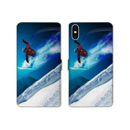 Housse cuir portefeuille Samsung Galaxy A10 Snowboard saut