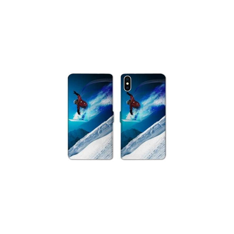 Housse cuir portefeuille Samsung Galaxy A10 Snowboard saut
