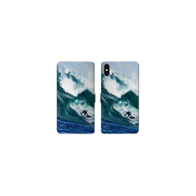 Housse cuir portefeuille Samsung Galaxy A10 Surf vague