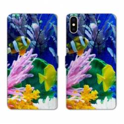 Housse cuir portefeuille Samsung Galaxy A10 Fond marin