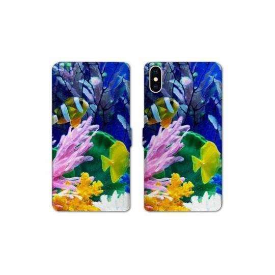 Housse cuir portefeuille Samsung Galaxy A10 Fond marin